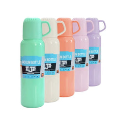 New Shape Stainless Steel Vacuum Flask – 550ML Bottle with 2 Cups & Gift Box (Random Color)