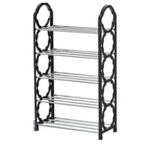 4-Layer Durable Compact Black Shoe Rack - 1 Pc for Long-Lasting Use