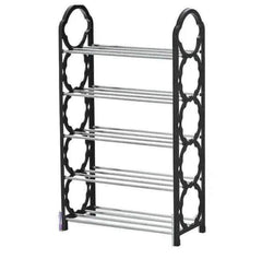 4-Layer Durable Compact Black Shoe Rack - 1 Pc for Long-Lasting Use