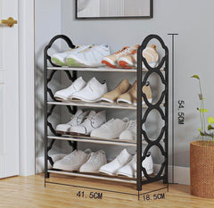 4-Layer Durable Compact Black Shoe Rack - 1 Pc for Long-Lasting Use