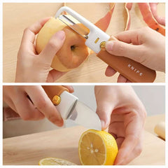 Stainless Steel 2-in-1 Fruit Knife with Peeler – Peeling & Cutting Tool (Random Color)