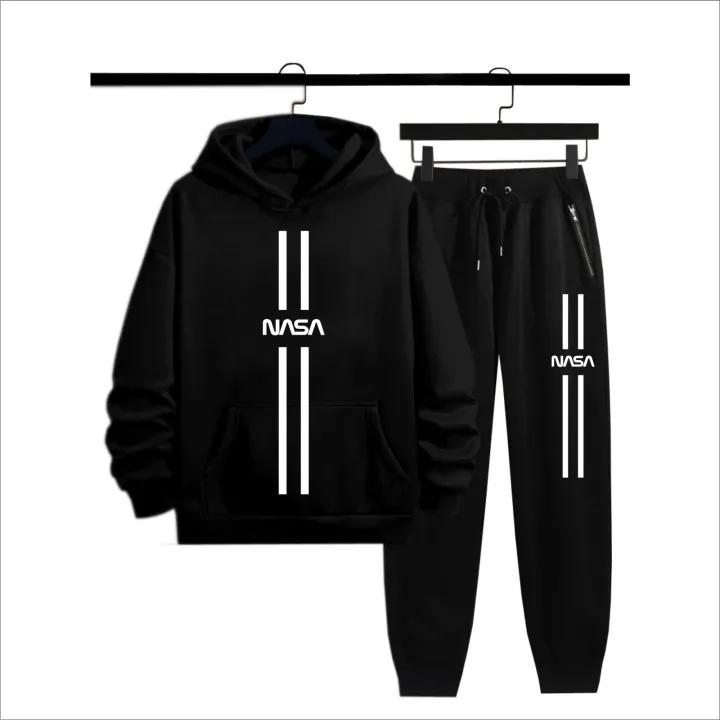 2 Pcs Men's Polyester Printed Hoodie Track Suit | NASA