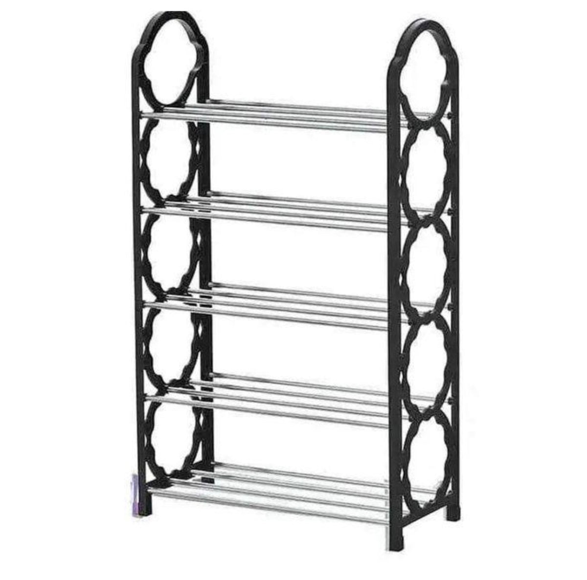 4-Layer Durable Compact Black Shoe Rack - 1 Pc for Long-Lasting Use